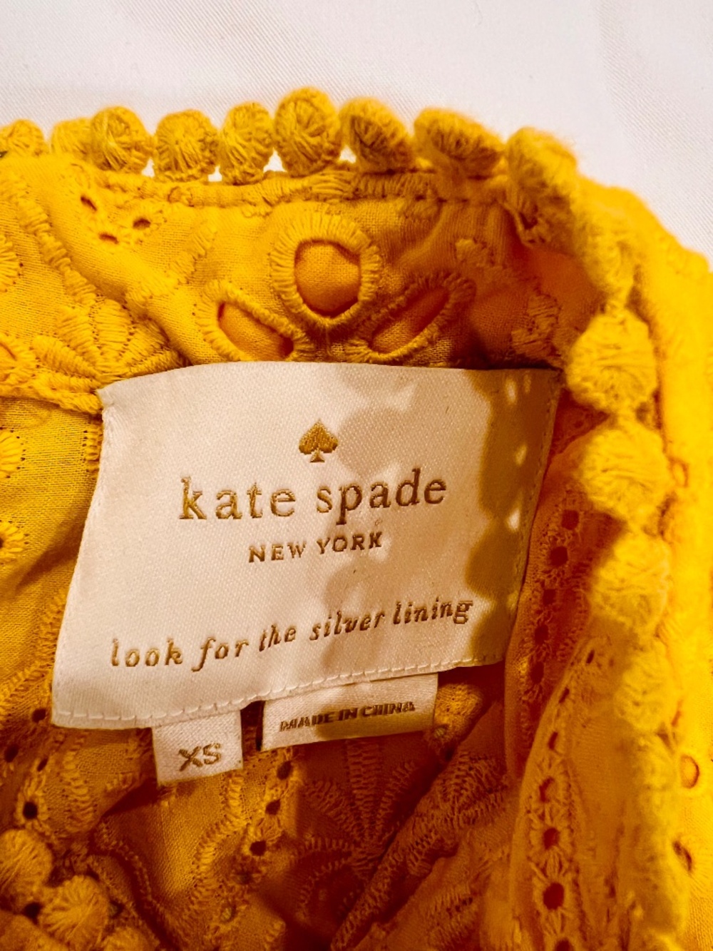 Kate Spade Yellow Eyelet Patio Dress XS MSRP $478 - Picture 10 of 10
